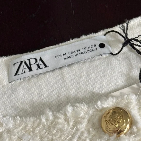 Zara Cream Tweed Mini Dress with Gold Buttons - Picture 7 of 12